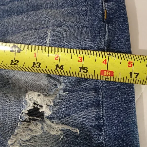 Hammer Ripped Denim Skinny Jeans Distressed Juniors Size 11 Raw Hem - Picture 9 of 11